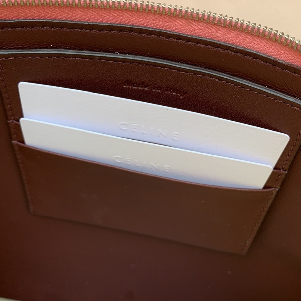 Celine Clutch Pouch rose leather&clear pvc tote - Picture 8 of 16